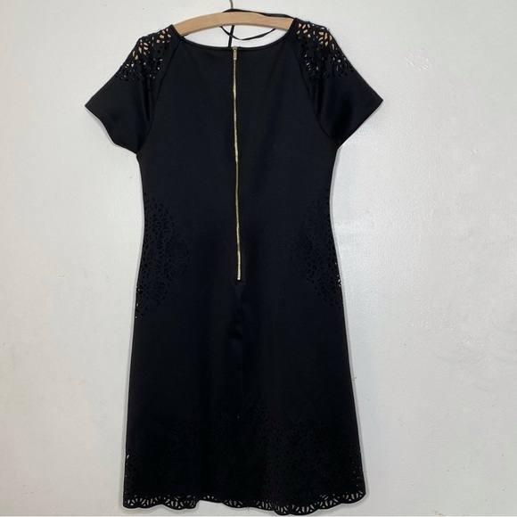 T.Tahari black laser cut scallop trim dress - Picture 2 of 11